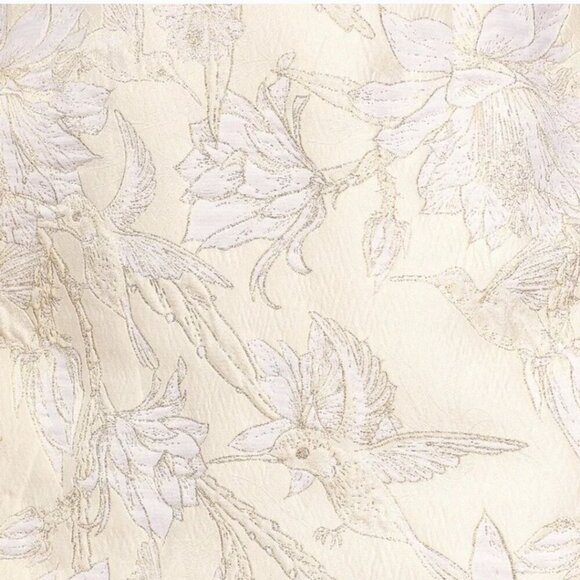 Lulus NWT Guilded Lily Cream Floral Jacquard Ruffled Trumpet Mini Dress Size M - Picture 7 of 13